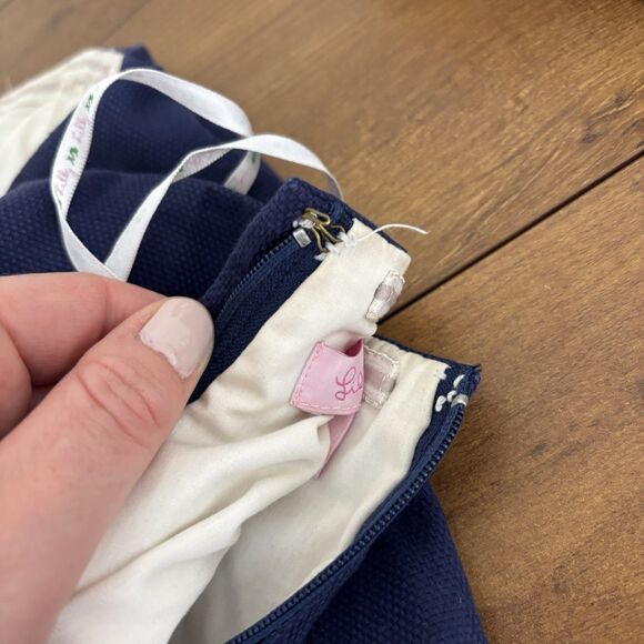 Lilly Pulitzer Bowen Geometric Embroidered Strapless Navy Dress Size 8 Cotton - Picture 10 of 10